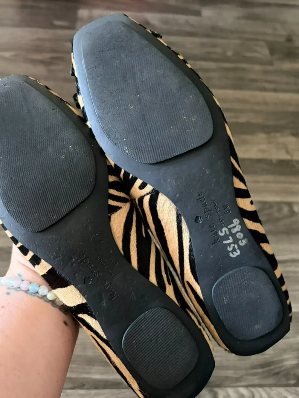Kate Spade Zebra Print Black Bow Flats Size 6